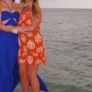 wild fable Orange Printed Halter Mini Dress